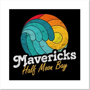 Mavericks Half Moon Bay California Surfing Surf Sunset Wave Posters and Art